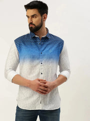 Men White Printed Casual Shirt-QUINN-3608-White