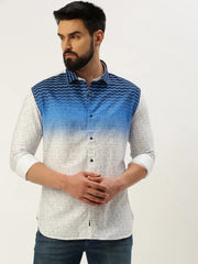 Men White Printed Casual Shirt-QUINN-3608-White