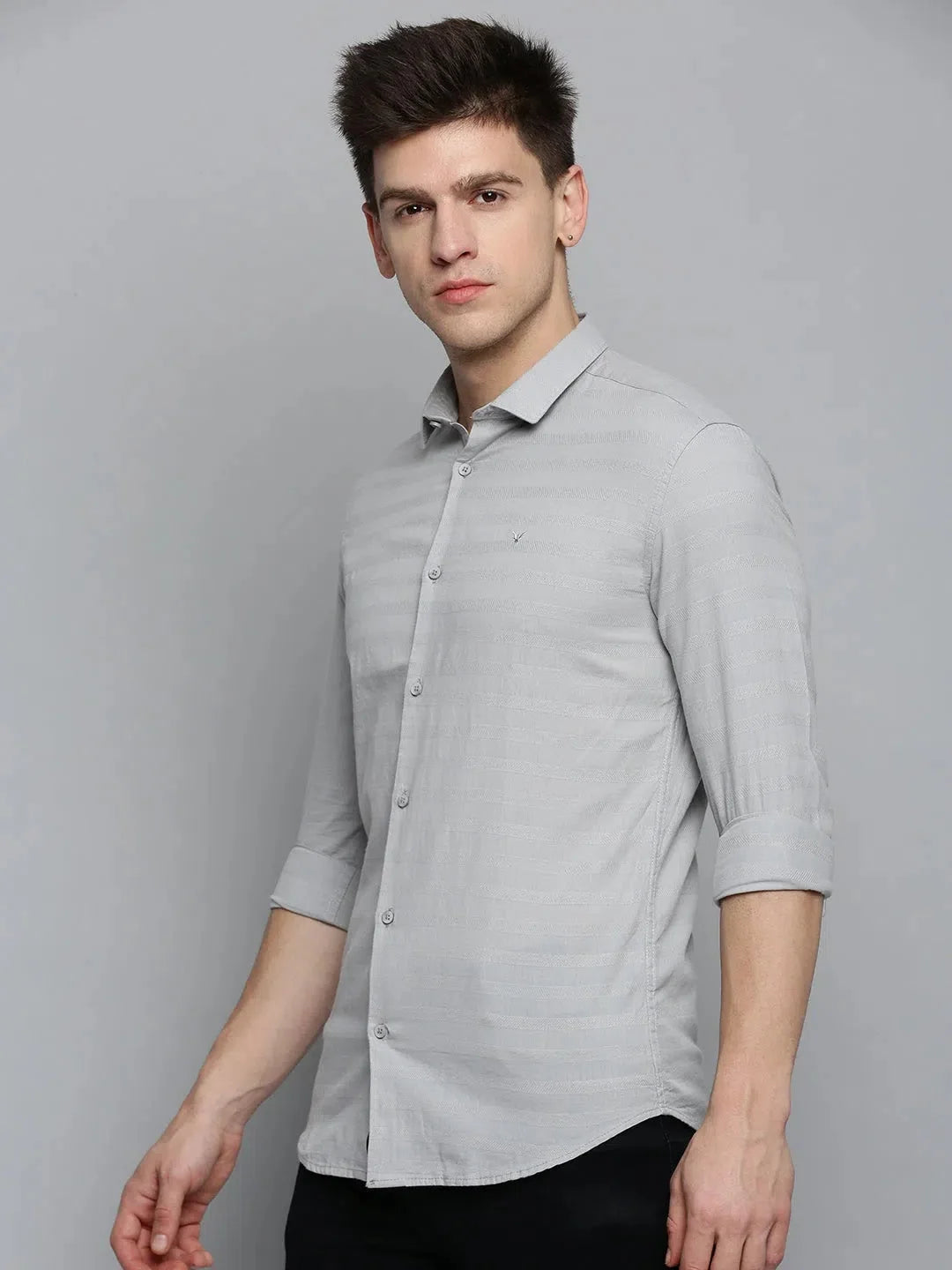 Solid Grey Mens Shirt - DesiQlo Casual Cotton Shirt Style