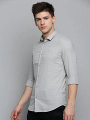 Men Grey Solid Casual Shirt-DEERASTRIPES-2074-Grey
