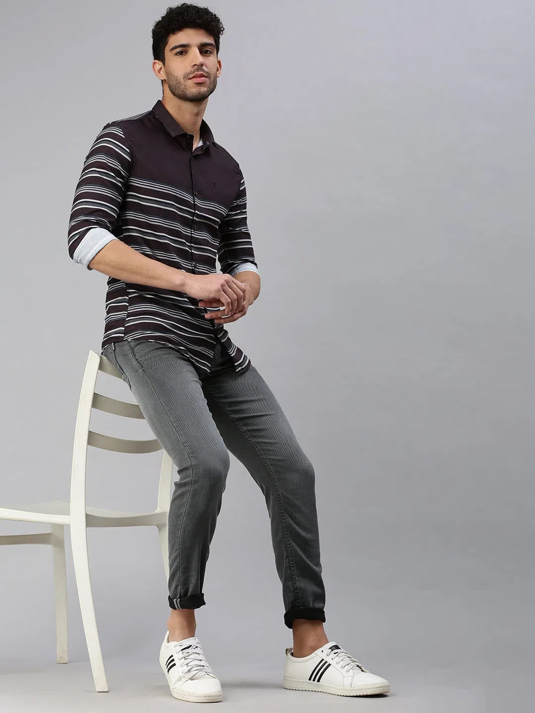Black Striped Mens Shirt | Cotton Casual Shirt - DesiQlo