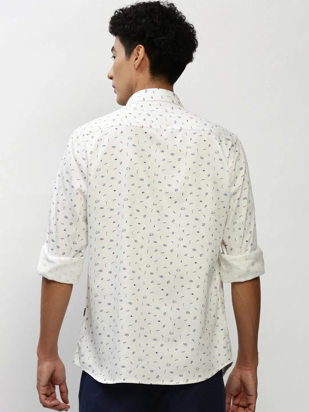 White Printed Cotton Shirt | Mens Graphic Shirt DesiQlo