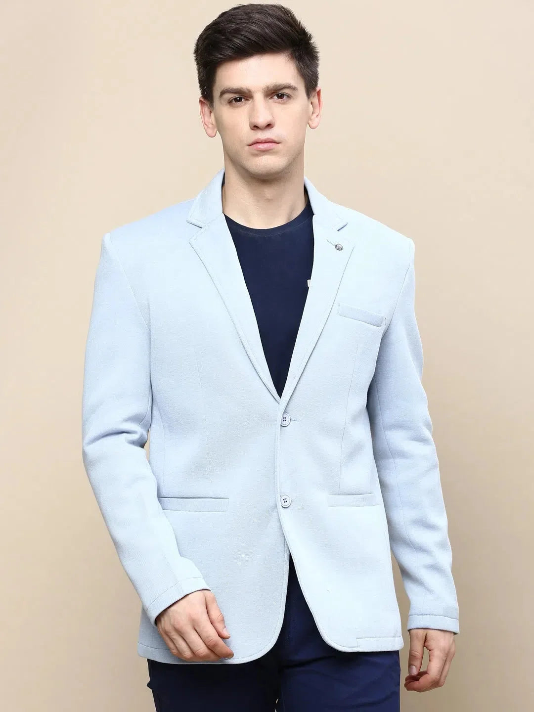 Men's Blue Cotton Solid Nehru Jacket | Modi Jacket