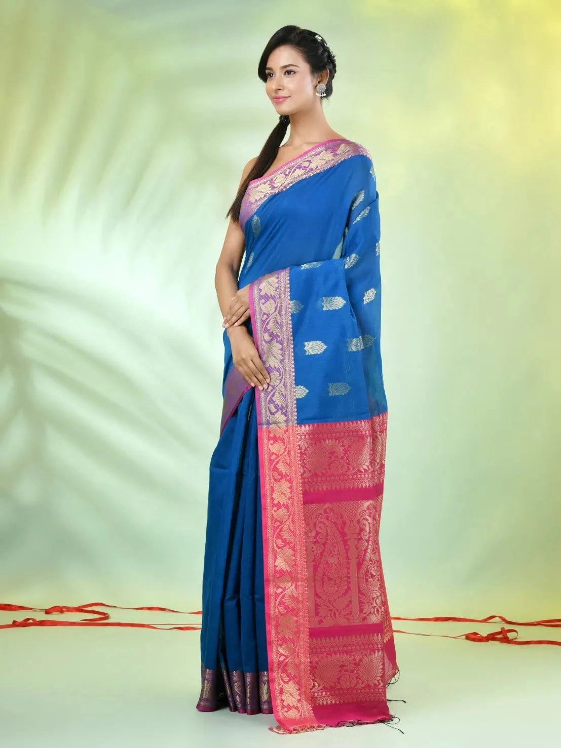 Sapphire Blue Handwoven Cotton Saree – Exclusive Designer Sarees India