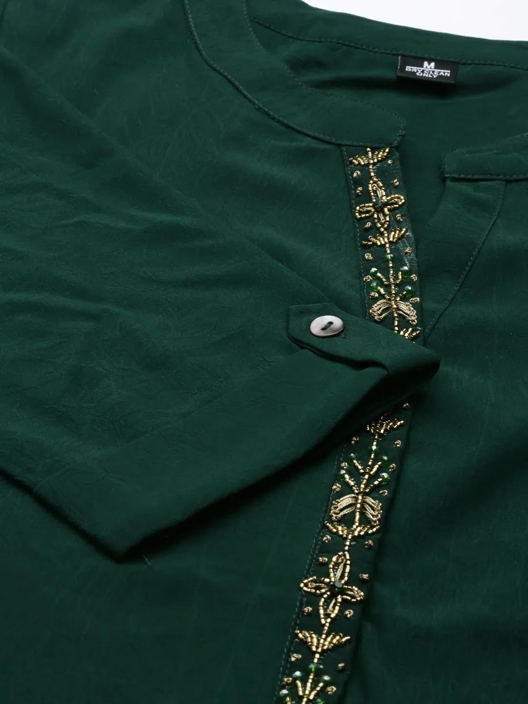 Green Embellished Polyester Kurta | Stylish Indian Kurtis Online