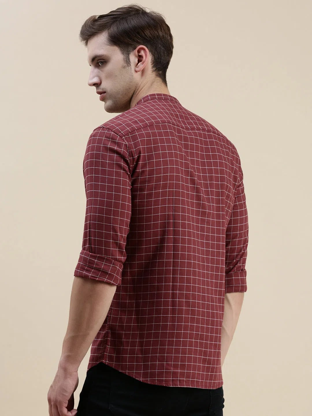 Maroon Checked Mens Shirt | DesiQlo Cotton Casual Shirts