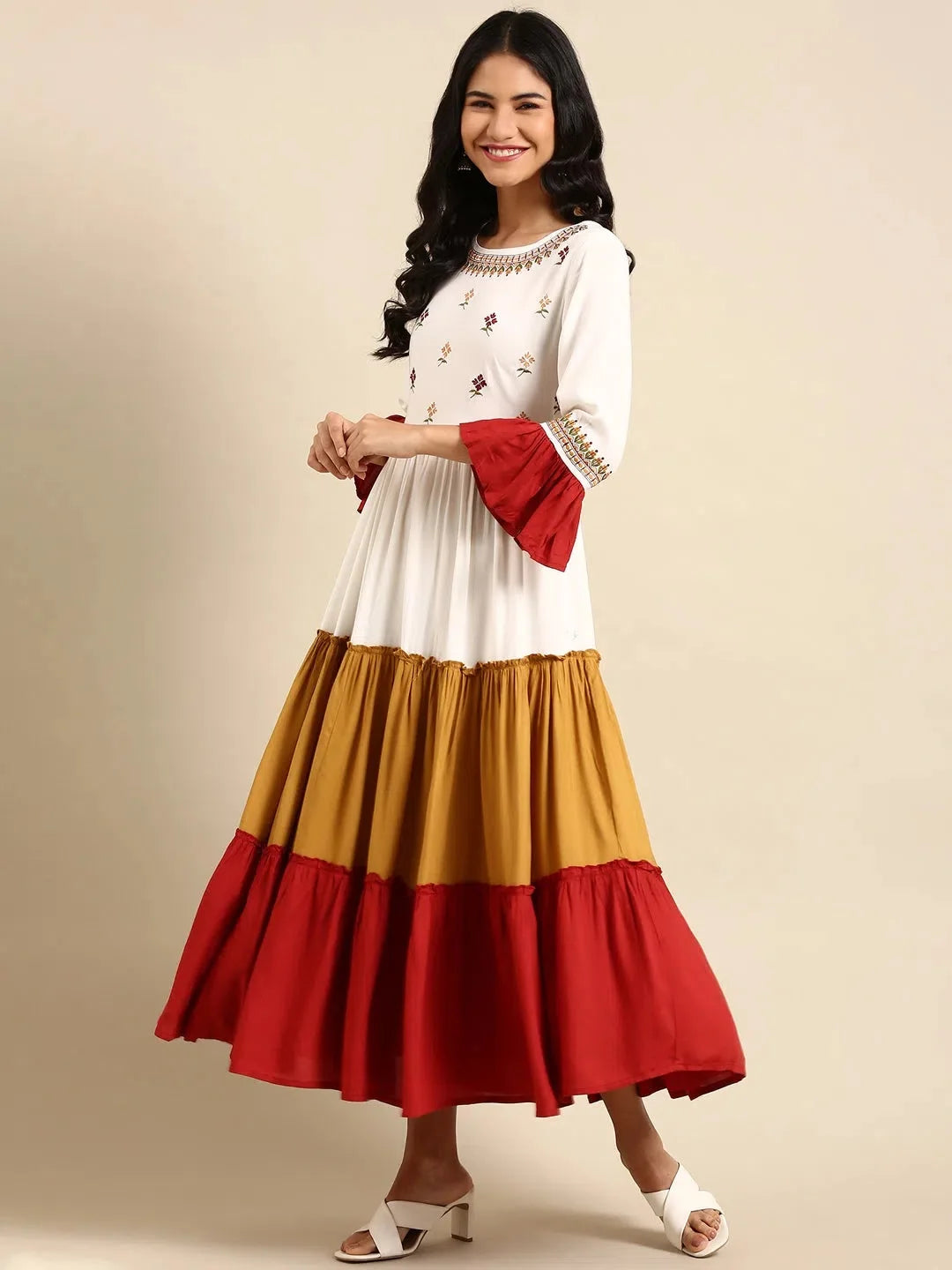 Women's Multicolour Solid Cotton Anarkali Kurta | DesiQlo