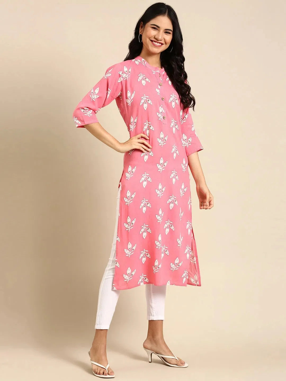Coral Printed Viscose Kurta | Women's Indian Kurta Collection