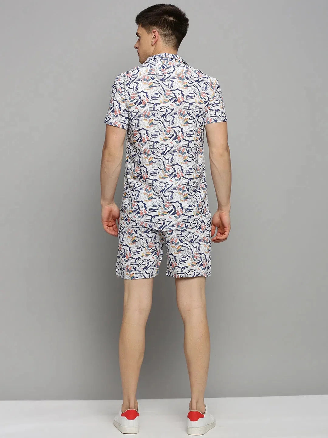 White Printed Viscose Casual Co Ord Sets Men | Showoff