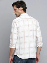 Men Beige Checked Casual Shirt-MARFACHECKS-4438-Beige