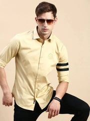 Men Beige Solid Casual Shirt-CHERRY-0319-Beige