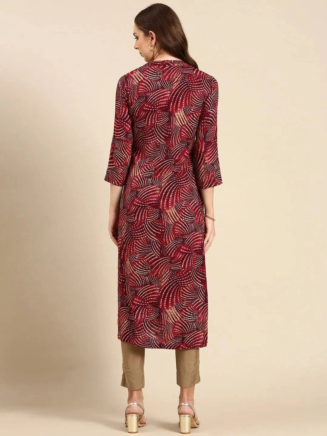 Burgundy Printed Indian Kurta for Women | Cotton Kurtas