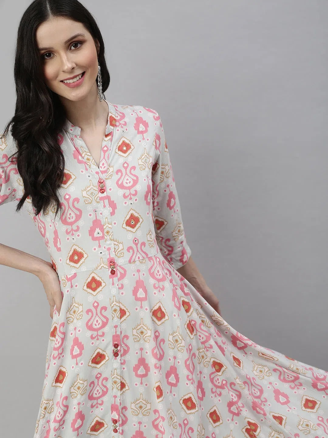 Blue Printed Anarkali Kurta | Women's Anarkali Kurti