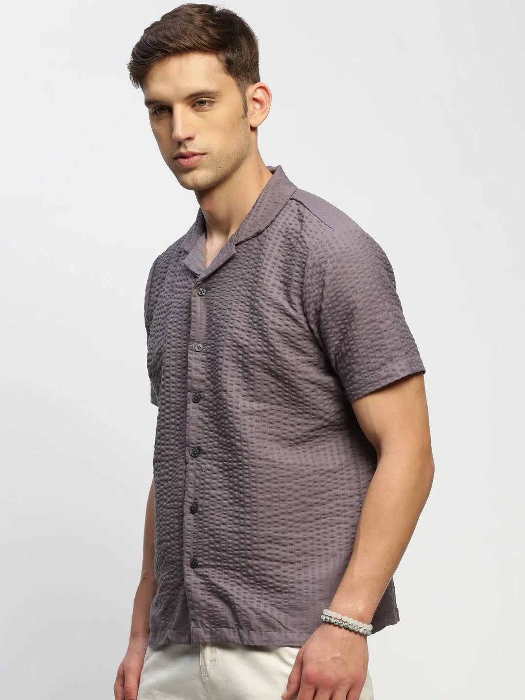 Men's Grey Solid Cotton Shirt | DesiQlo Formal Shirt Shop