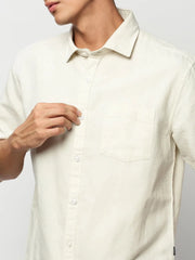 Men Cream Solid Casual Casual Shirts-SPARROW-1752-Cream