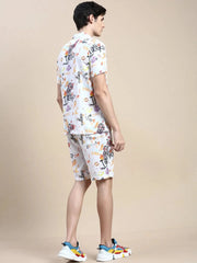 Men White Printed Casual Co ord Set-MARSHALL-1853-White