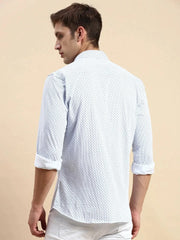 Men White Striped Casual Shirt-LUCASKNITS-4593-Offwhite