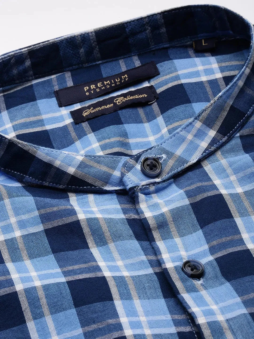 Blue Checked Mens Shirt | DesiQlo Cotton Casual Shirts