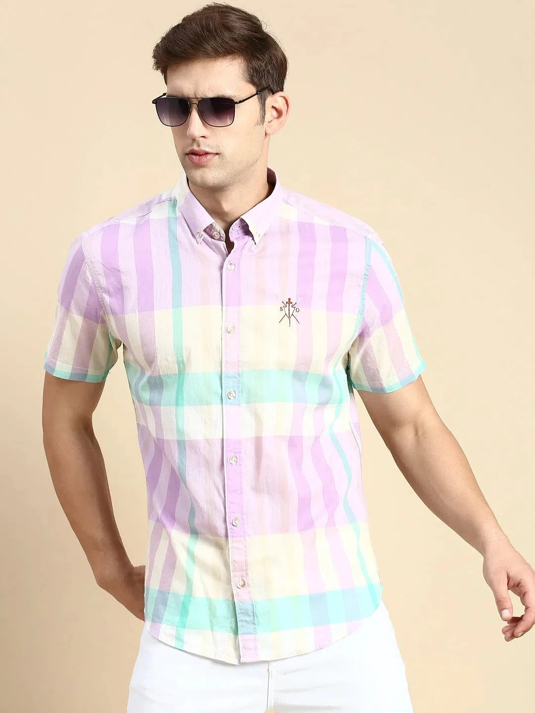Elegant Multi Checked Mens Shirt - Cotton Casual Shirt | DesiQlo