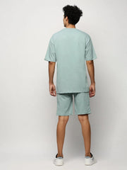 Men Green Solid Casual Co ords-EX-699-Seagreen