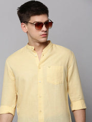 Men Yellow Solid Casual Shirt-JISHALINEN-3066-Yellow