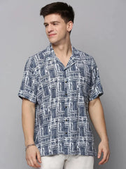 Men White Printed Casual Shirt-RESORTPRINT-3185-White