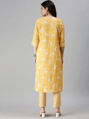 Women's Yellow Printed Kurta SetsKC3162-Yellow