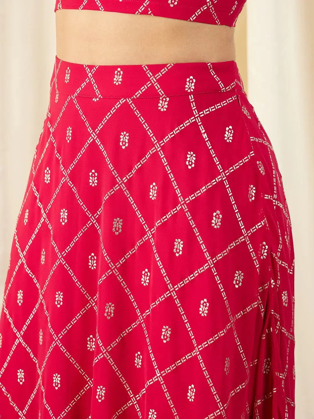 Magenta Lehenga: Crop Top & Flared Skirt Party Wear Outfit
