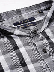 Men Grey Checked Casual Shirt-LAVINIA-9999-Grey
