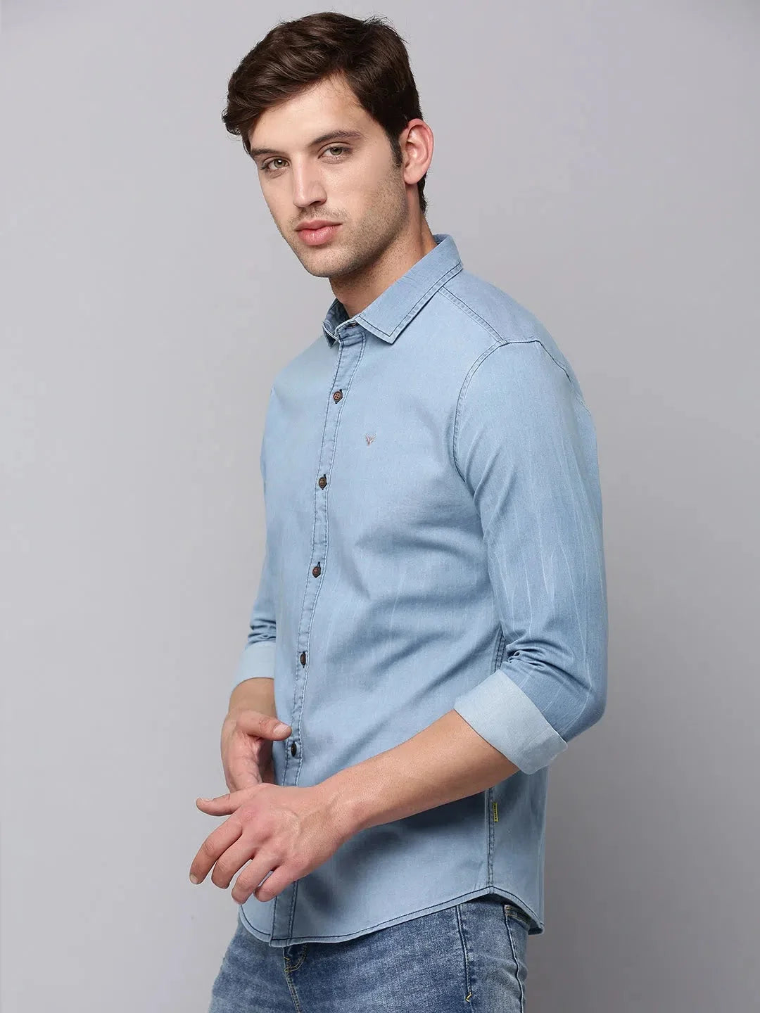 Men's Blue Solid Cotton Shirt | Casual & Stylish