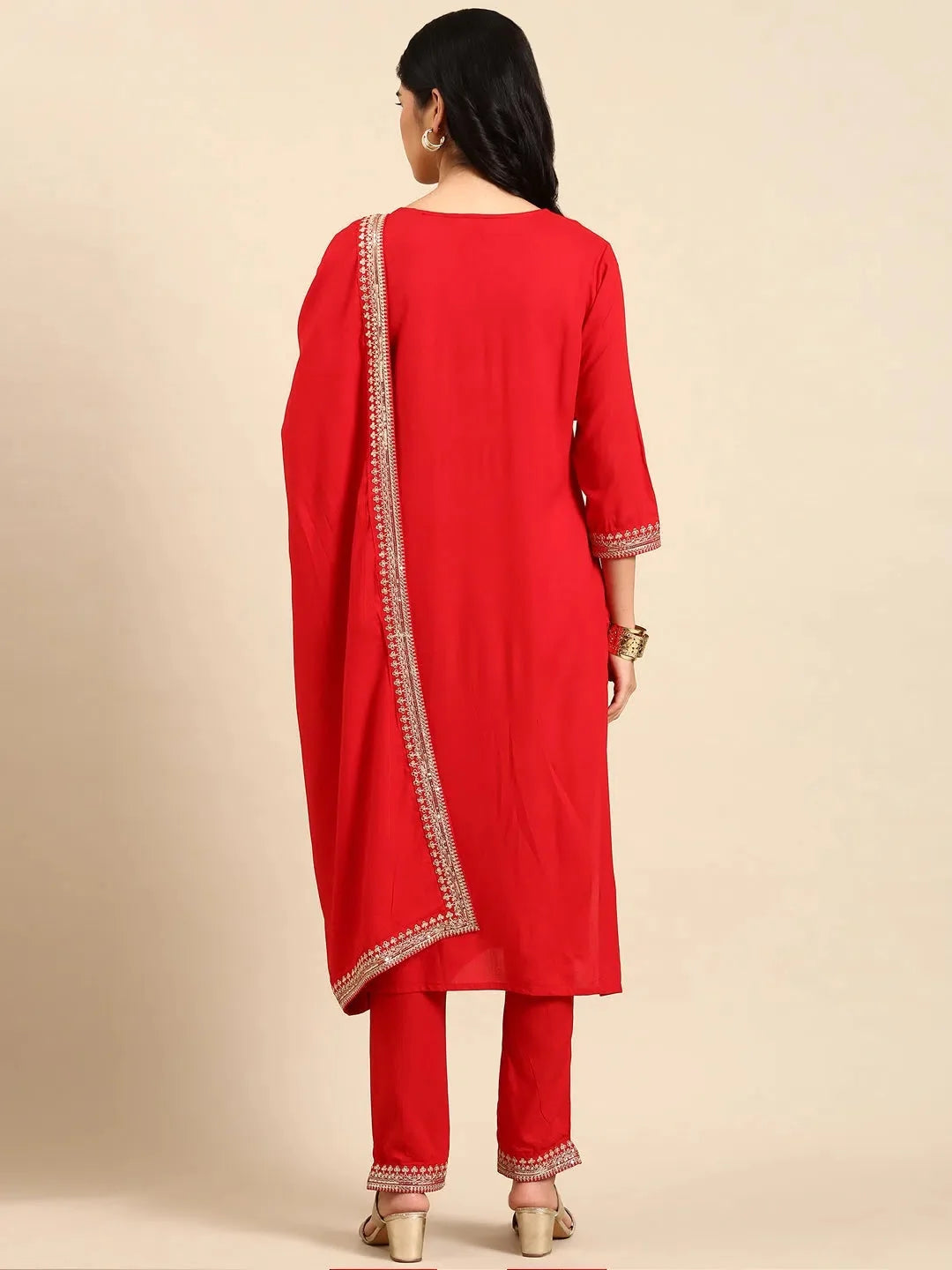 Women's Red Solid Kurta Set | Stylish Cotton Indian Kurta