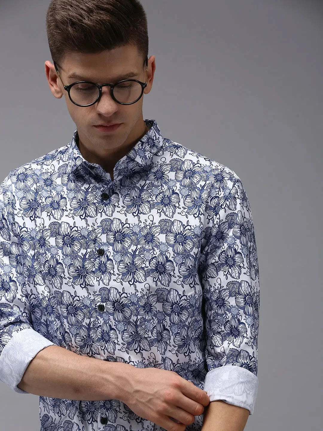 Vibrant White Printed Mens Shirt - DesiQlo Cotton Casual Shirt