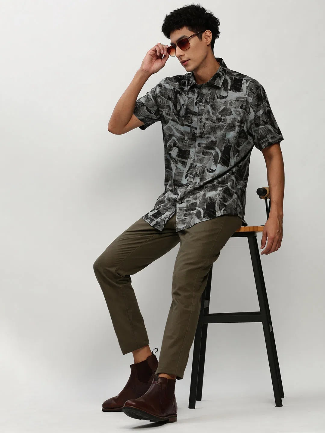 Black Printed Mens Shirt - DesiQlo Cotton Casual Shirts