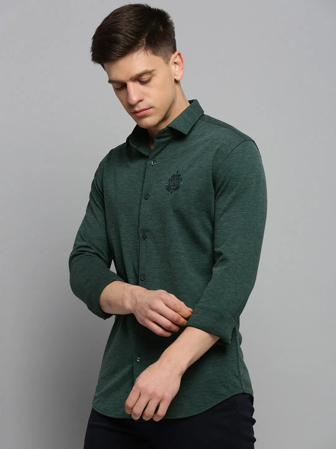 Green Solid Mens Shirt - Cotton Casual Shirts | DesiQlo