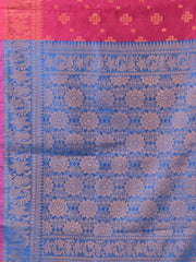 Navy Blue Cotton Saree With Nakshi Zari Borders-MA66BCT431050021