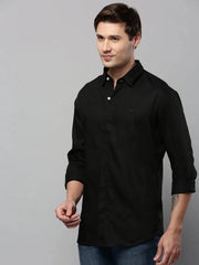 Men Black Solid Casual Shirt-ELECTRAPLAIN-4530-Black