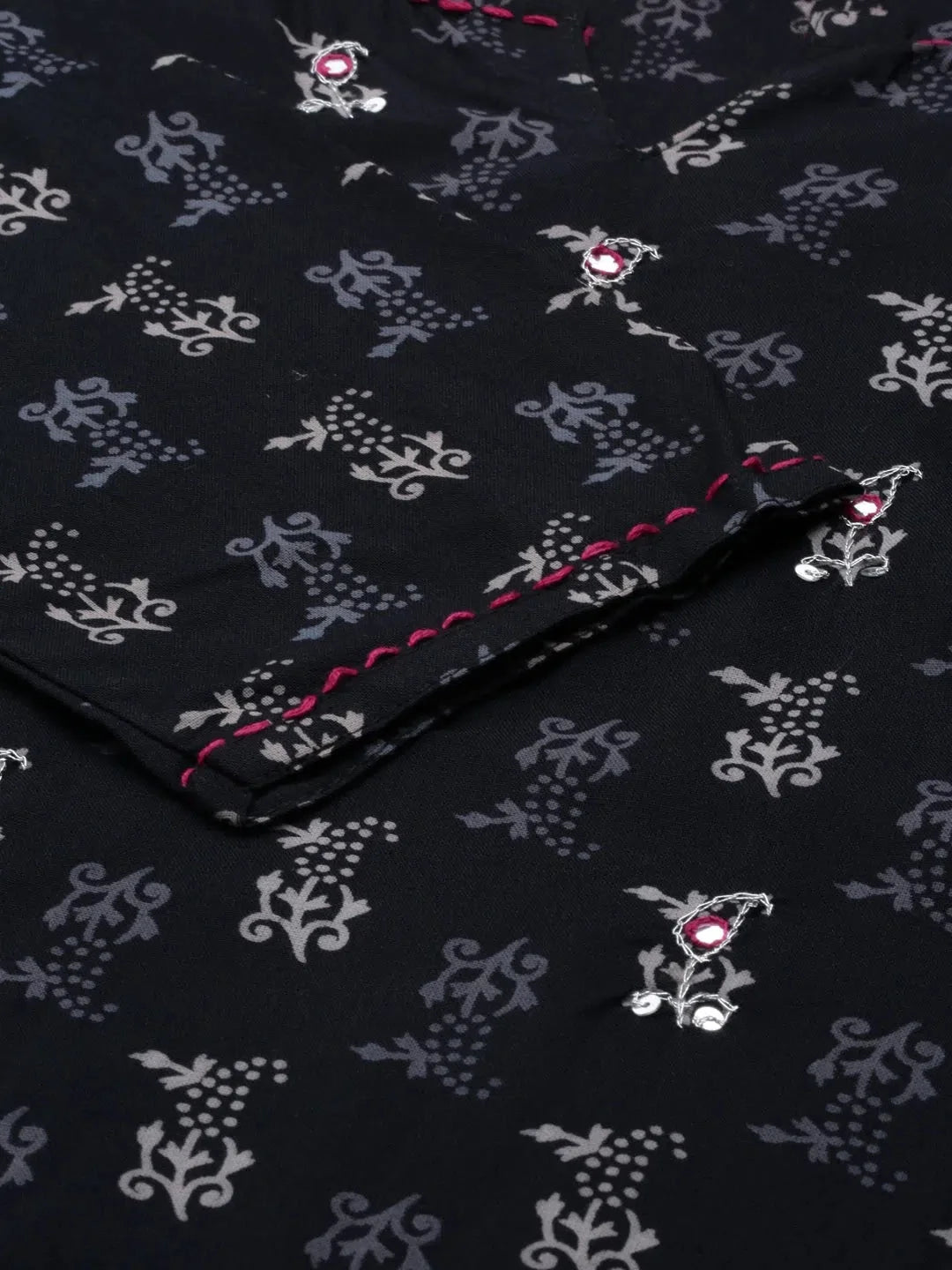 Black Printed Cotton Kurta | Women's Indian Kurta Collection