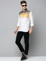 Men White Printed Casual Shirt-QUINN-3610-White