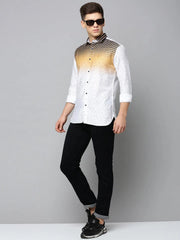 Men White Printed Casual Shirt-QUINN-3610-White