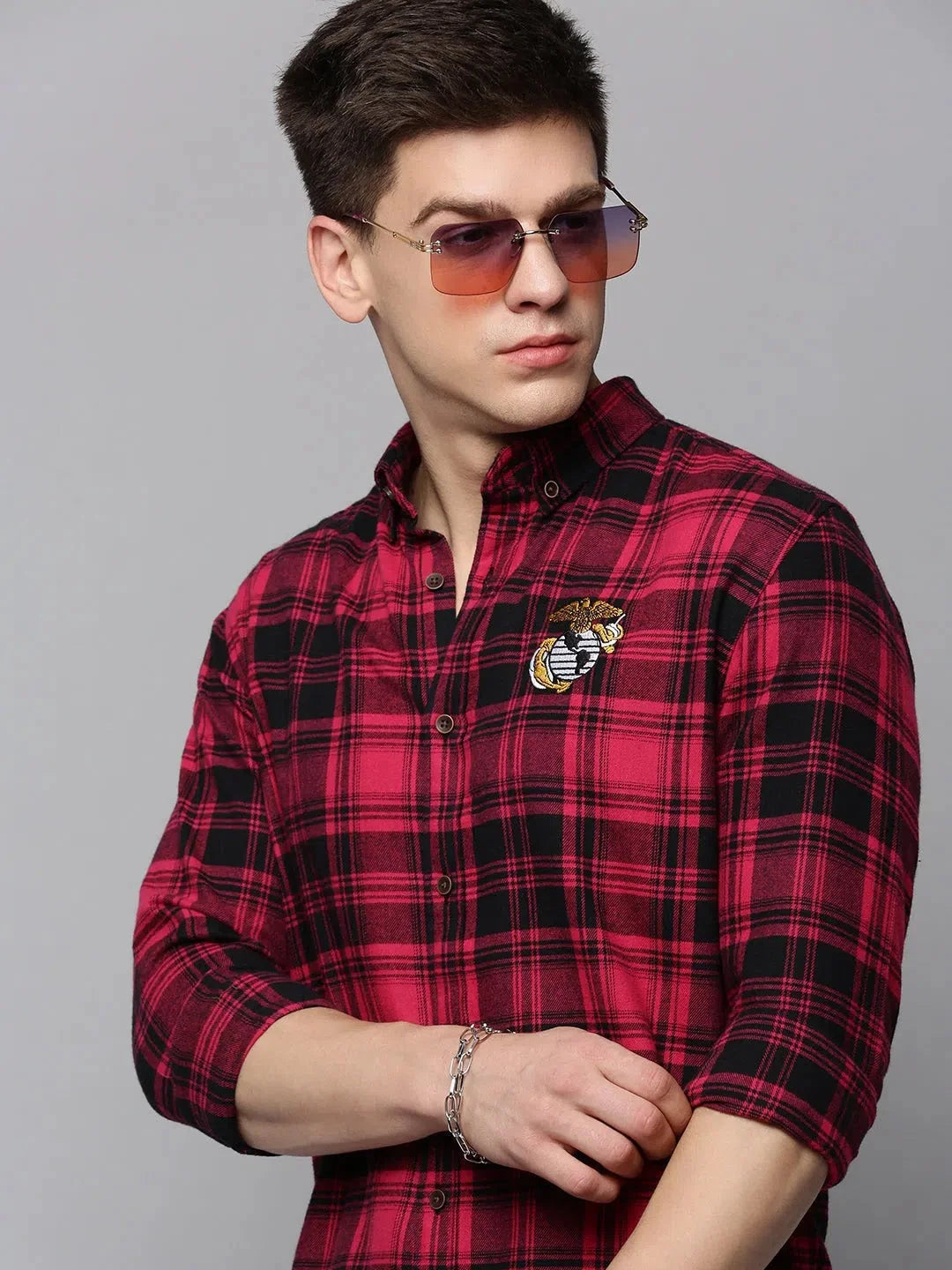 Purple Checked Mens Shirt - Casual Cotton Shirt | DesiQlo