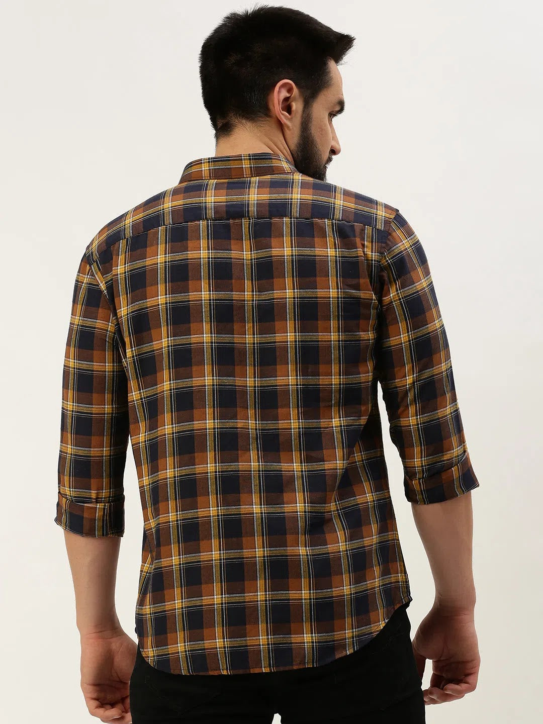 Navy Checked Mens Shirt | Cotton Casual & Formal Shirts