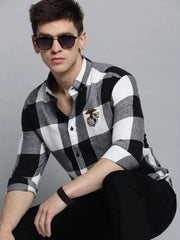 Men White Checked Casual Shirt-COLLINSCHECKS-4050-White