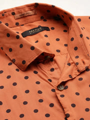 Men Rust Printed Casual Shirt-GURJANPRINT-5404-Rust