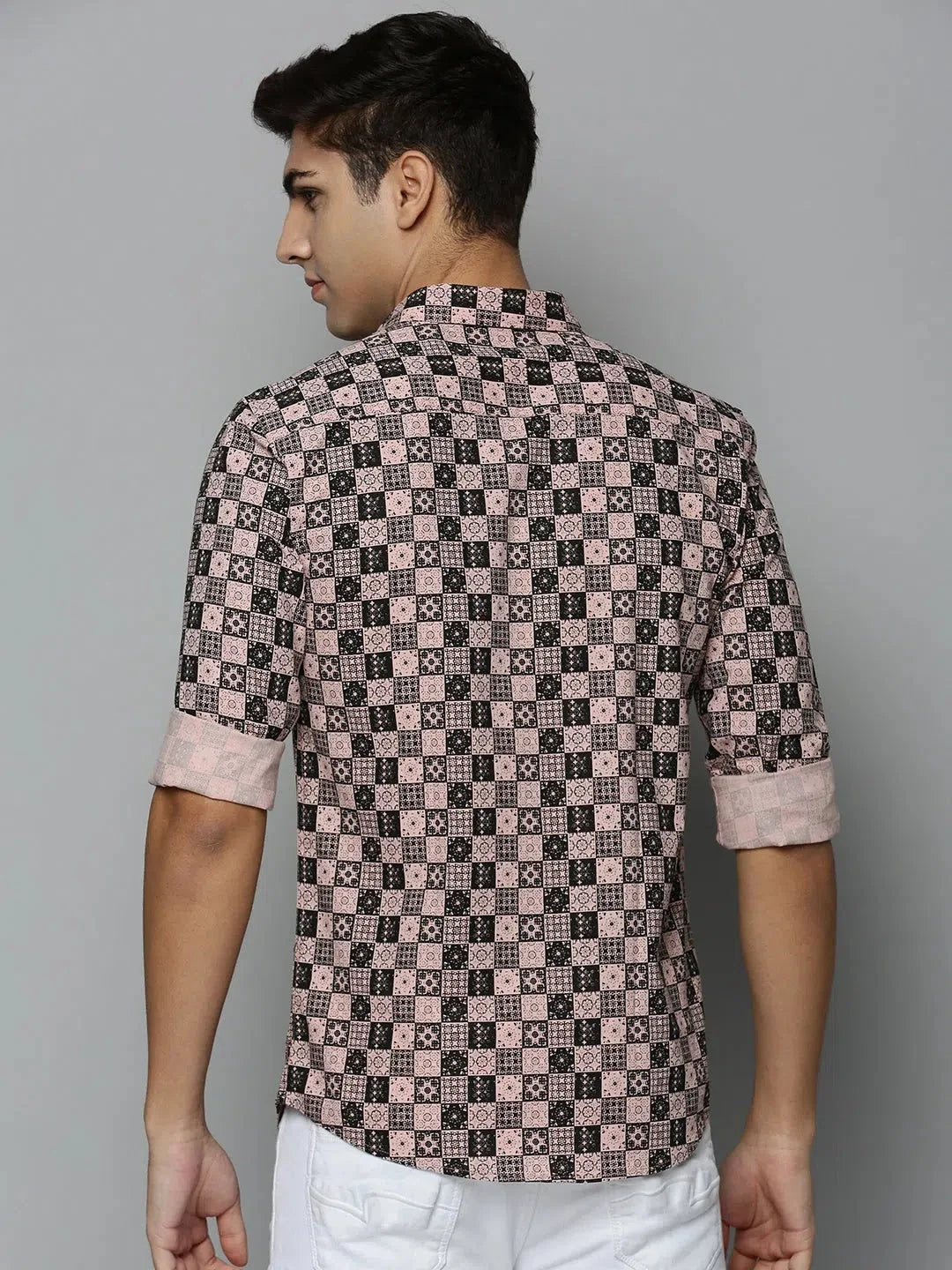 Peach Printed Mens Shirt - Trendy Cotton Beach Shirts