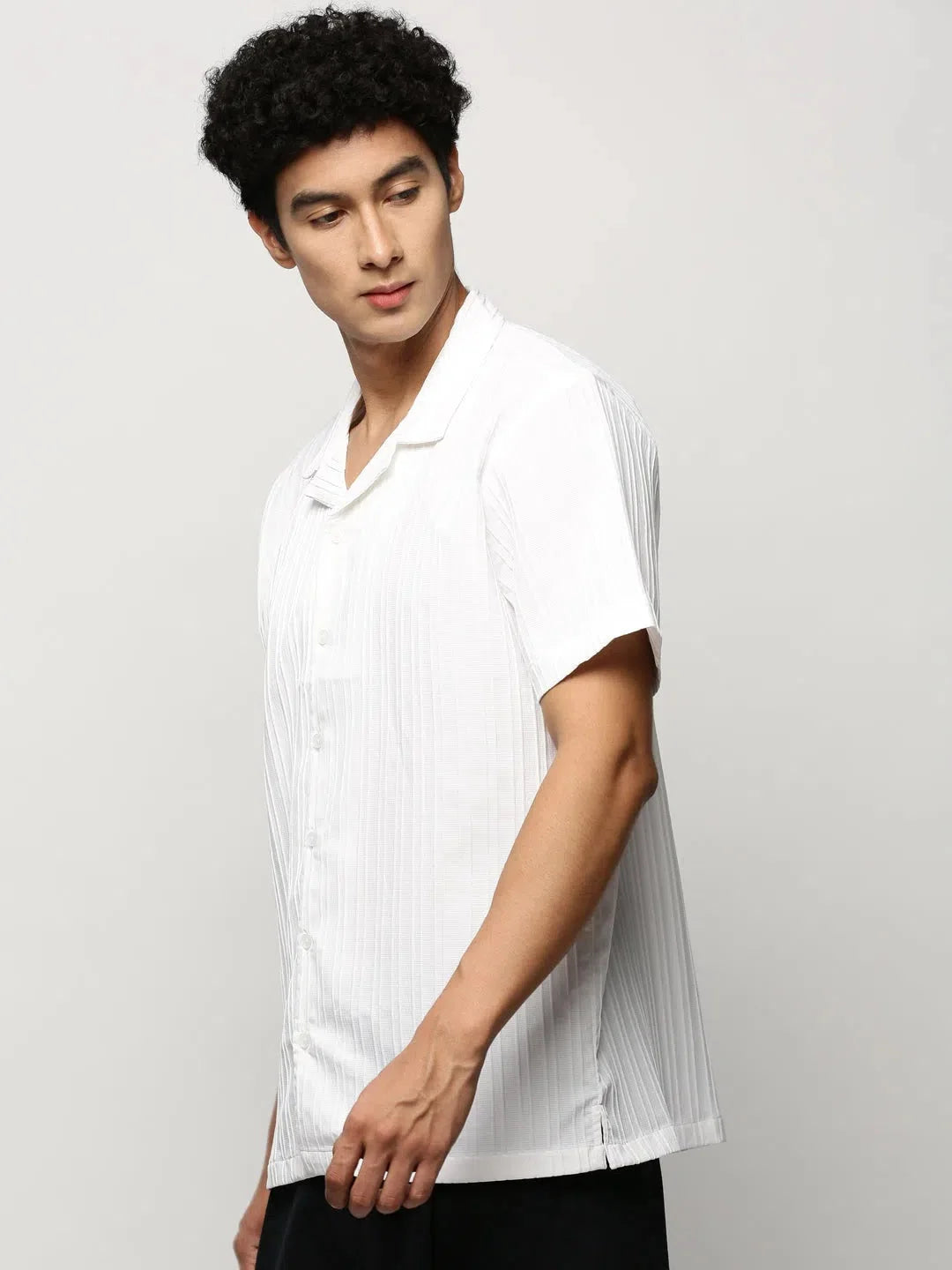 White Striped Cotton Mens Shirt | DesiQlo Beach Shirts