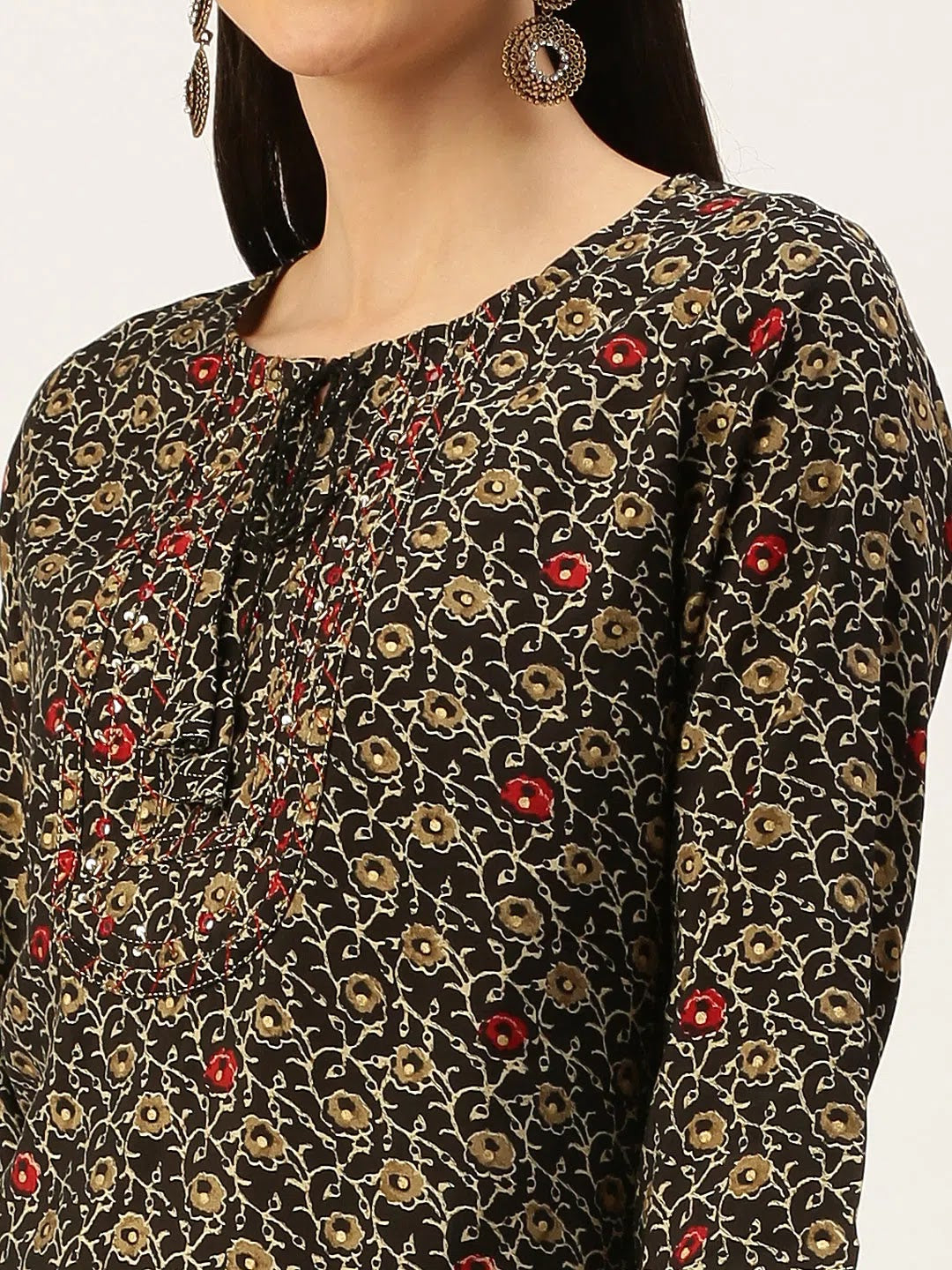 Brown Printed Kurta - Women's Indian Kurta Stylish Design