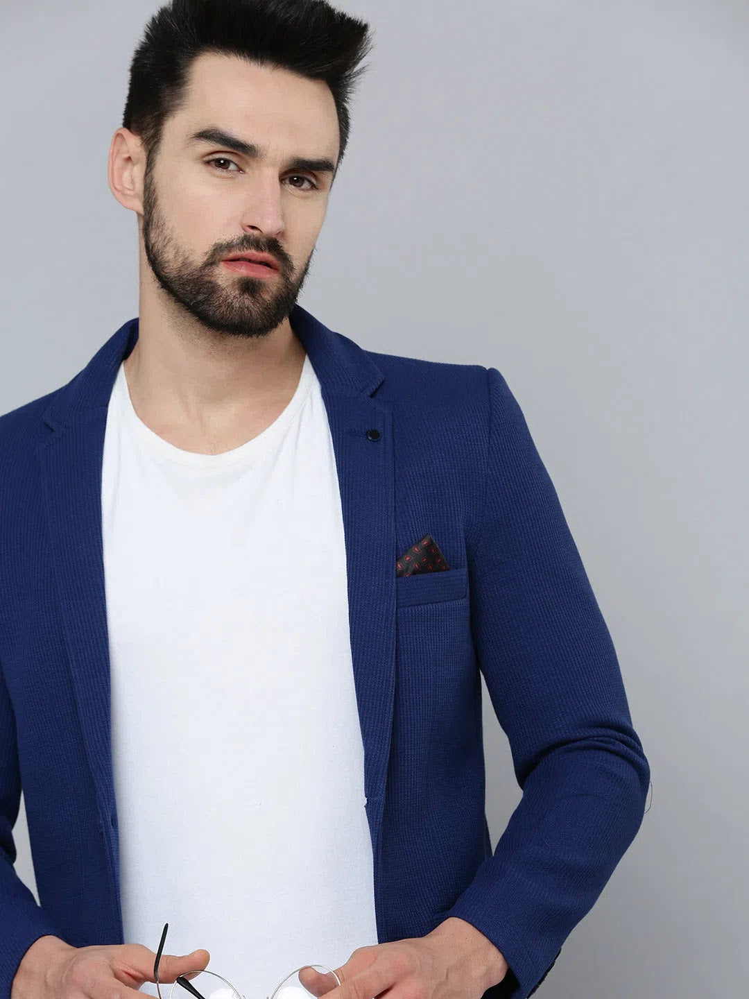 Men's Blue Solid Blazer - Stylish Men's Ethnic Wear