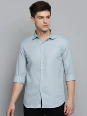 Men Blue Solid Casual Shirt-MUNIFICENCEPLAIN-3393-Blue