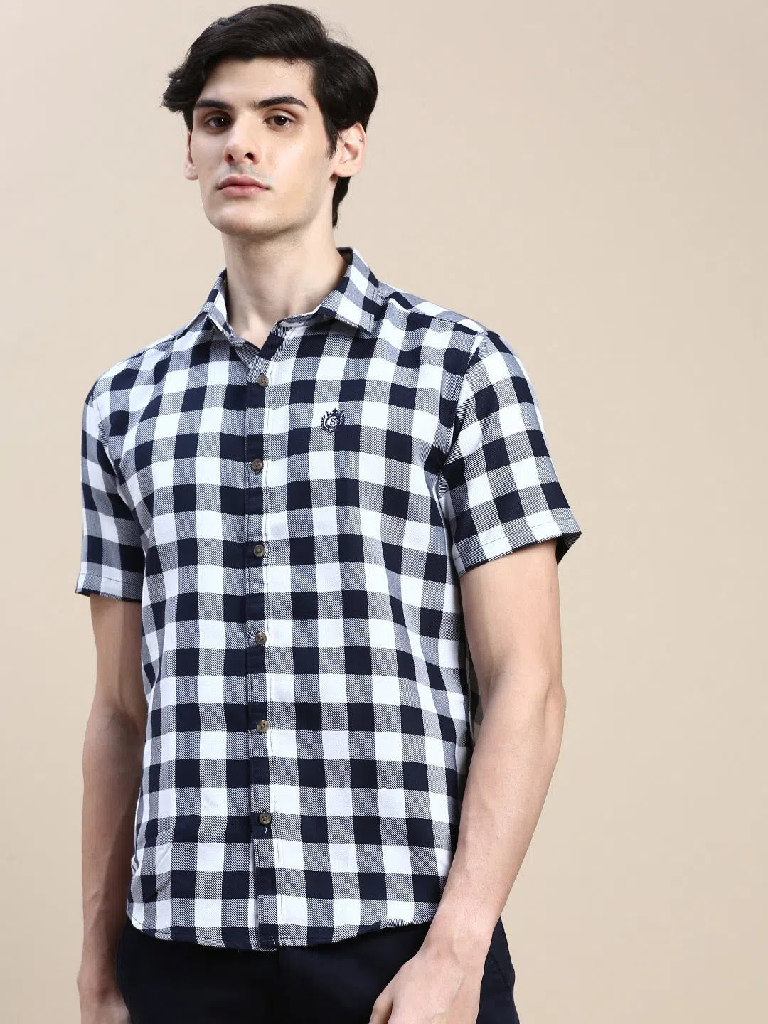 White Checked Cotton Mens Shirt - DesiQlo Style