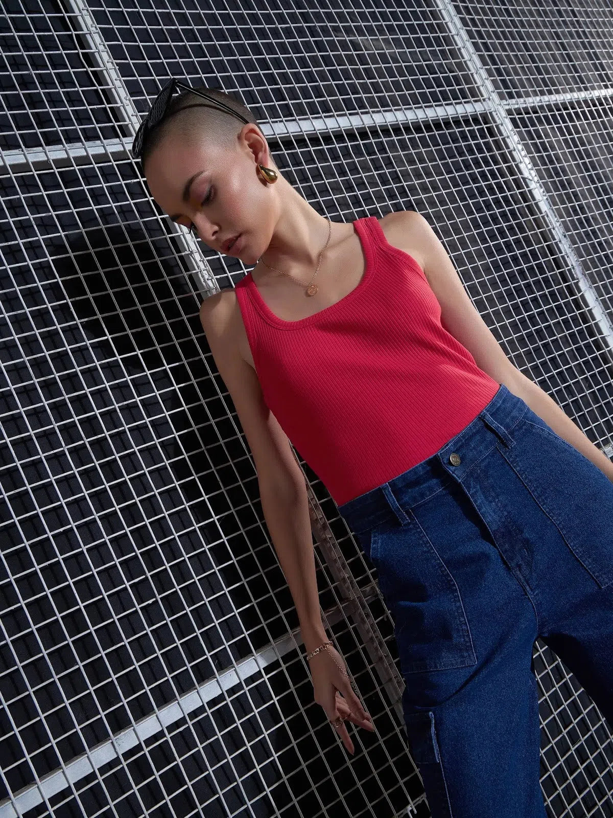 Red Rib Sleeveless Camisole | Women's Western Wear Online